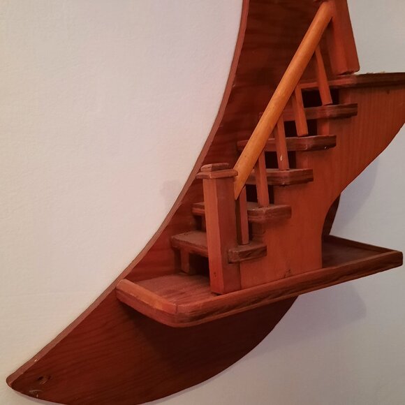 Vintage Whimsigoth Wooden Moon Staircase Shelf - Picture 2 of 8